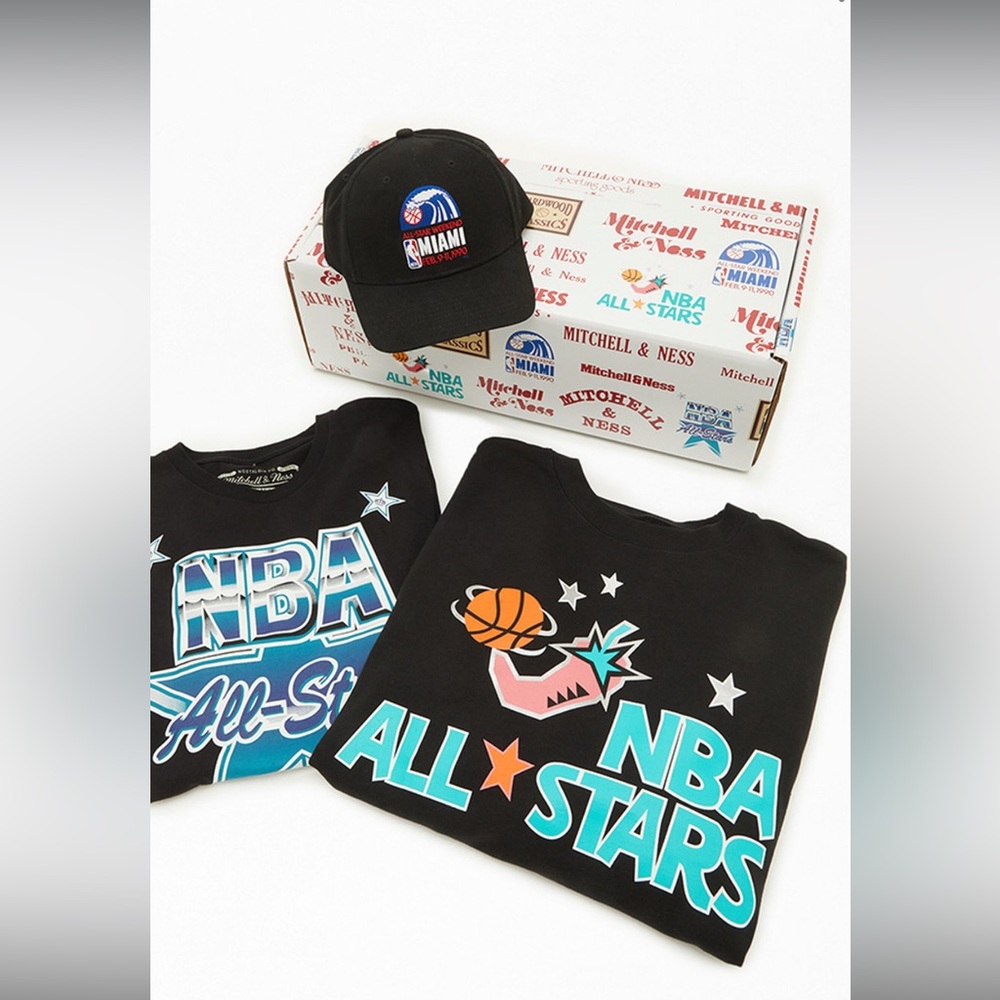 Mitchell & Ness All-Star Tee & Hat Gift Box Miami 1990 Throwback 🔥🔥🔥